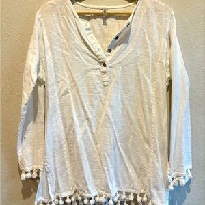 Embellish Linen Top with Tassels